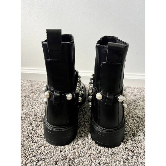 Zara Pearl strap leather heeled ankle boot women's size 37/6 - Picture 4 of 7